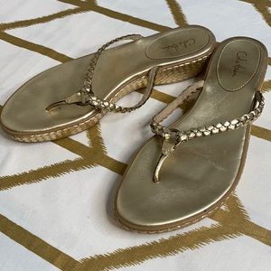 Cole Haan Braided Gold Flip Flops Sz 8